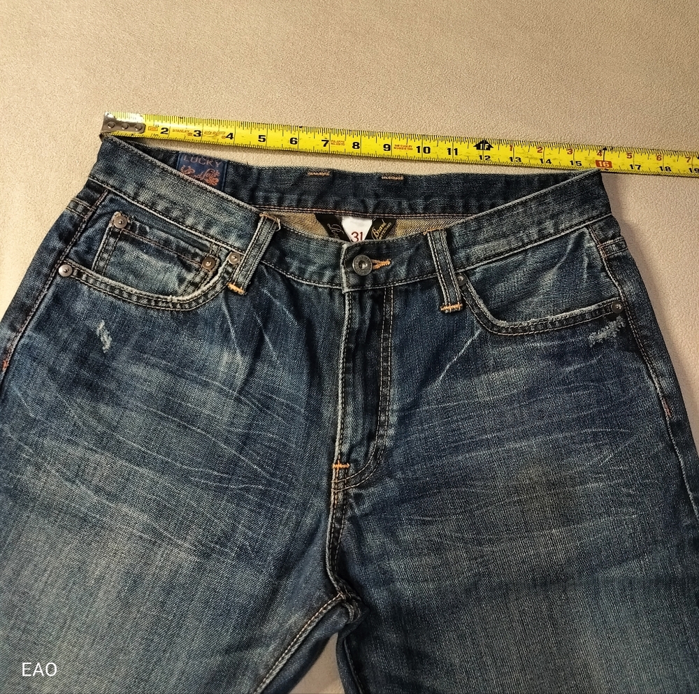 Lucky Brand Men's Vintage Straight R Distressed Blue Denim Jeans Sz 31/32 - Picture 2 of 16